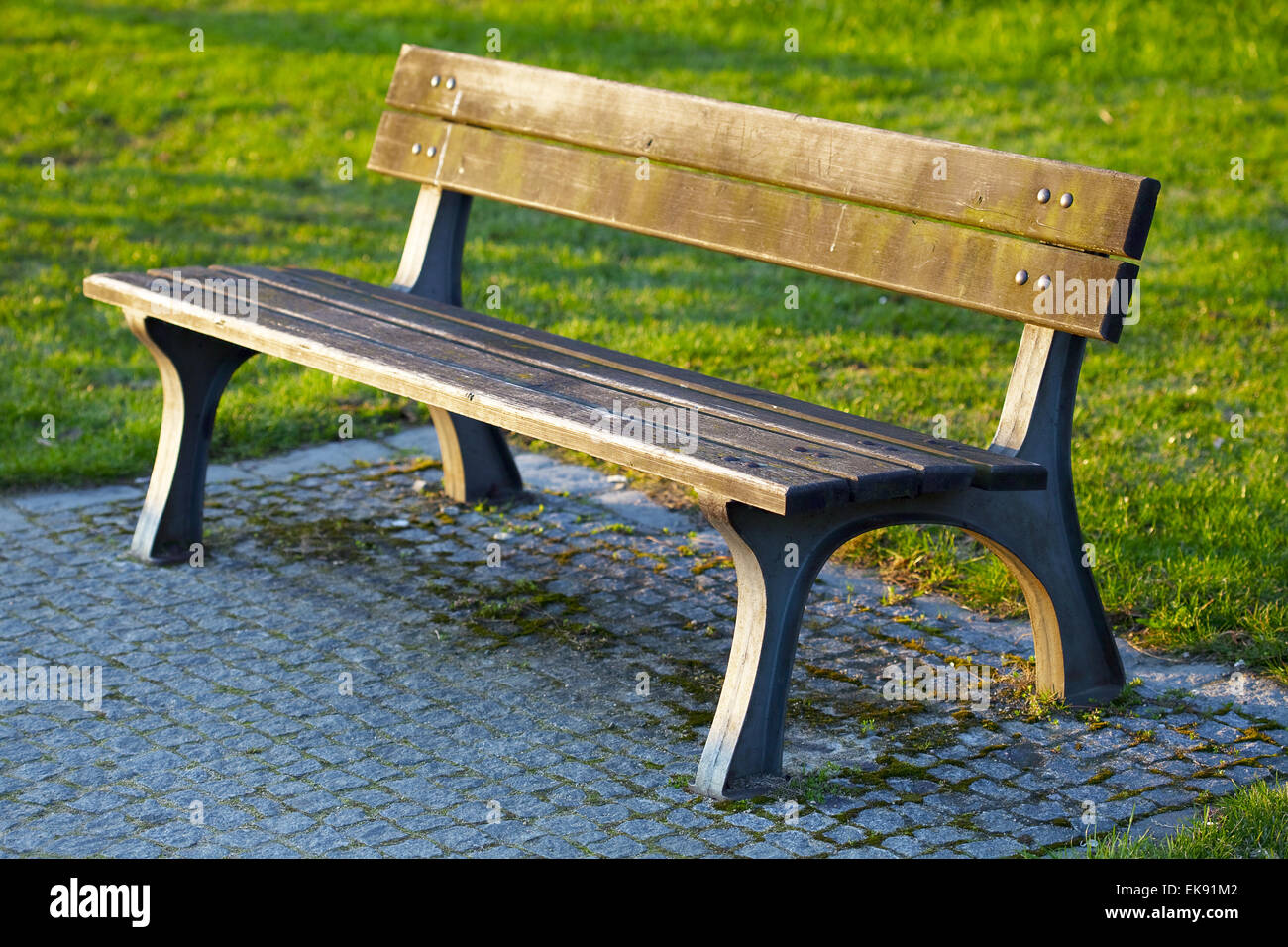 wooden bench in the park Stock Photo - Alamy