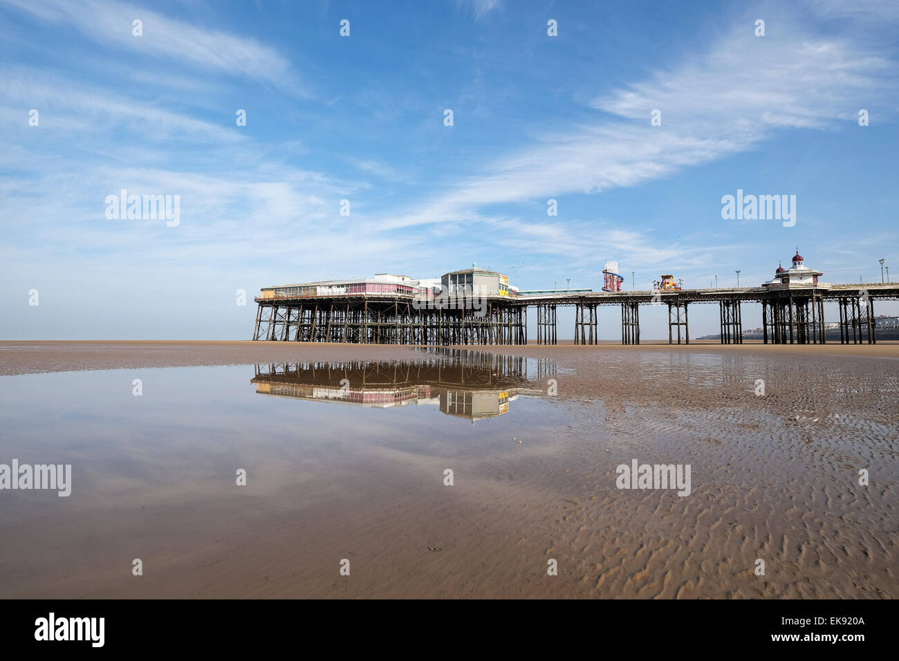 Blackpool Beach and North Pier Stock Photo Alamy