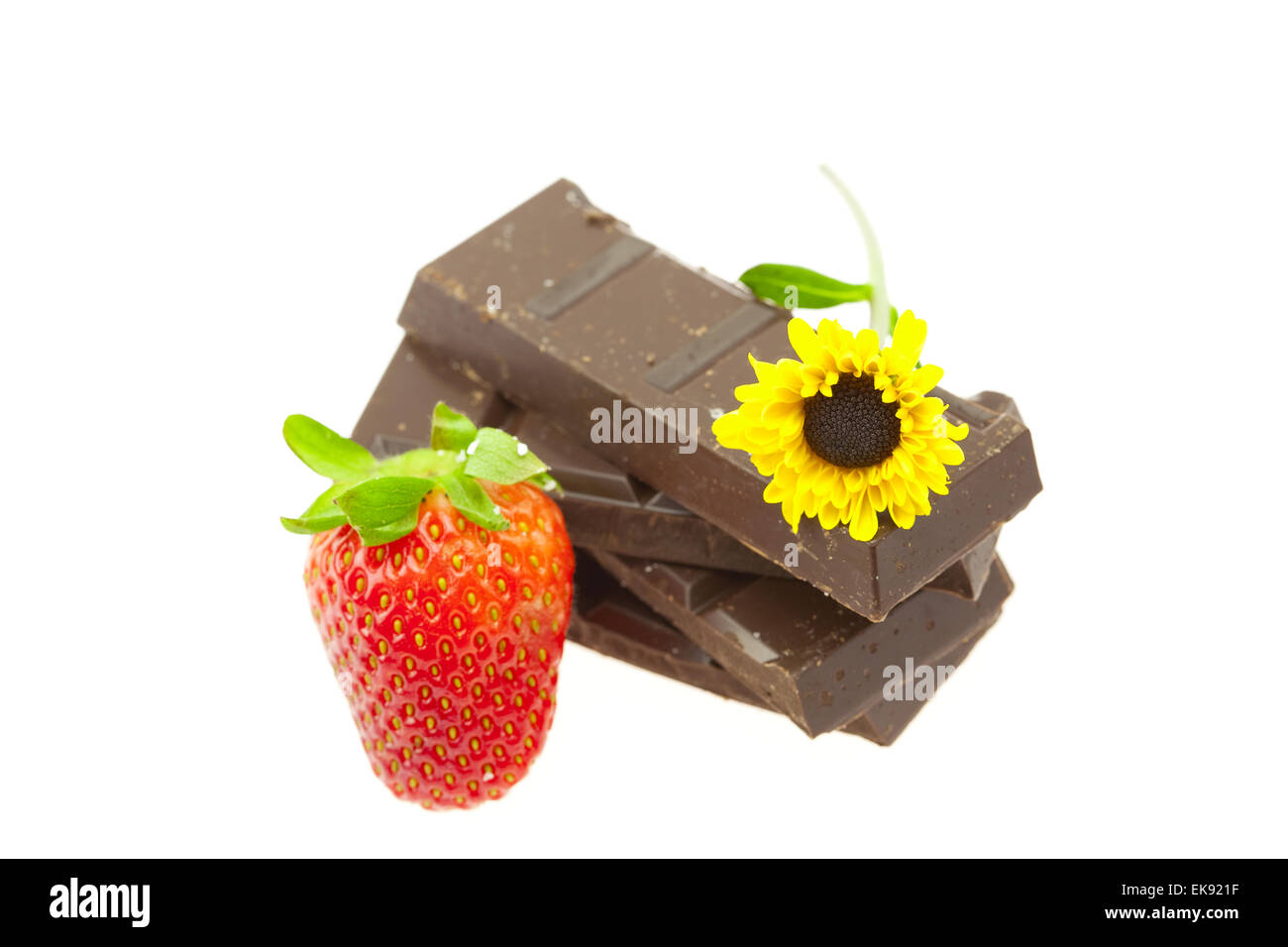 chocolate, strawberry and flower isolated on white Stock Photo Alamy