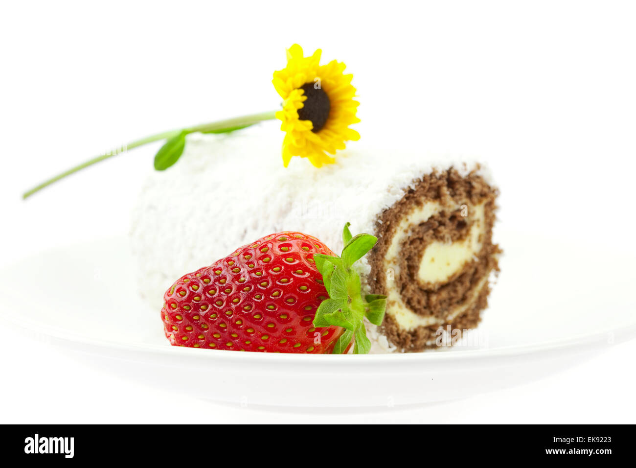 flower, cake and strawberries isolated on white Stock Photo - Alamy