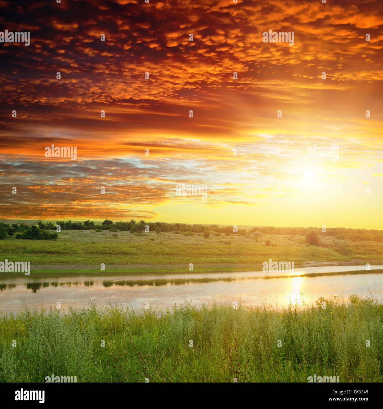 golden sunset over river Stock Photo - Alamy