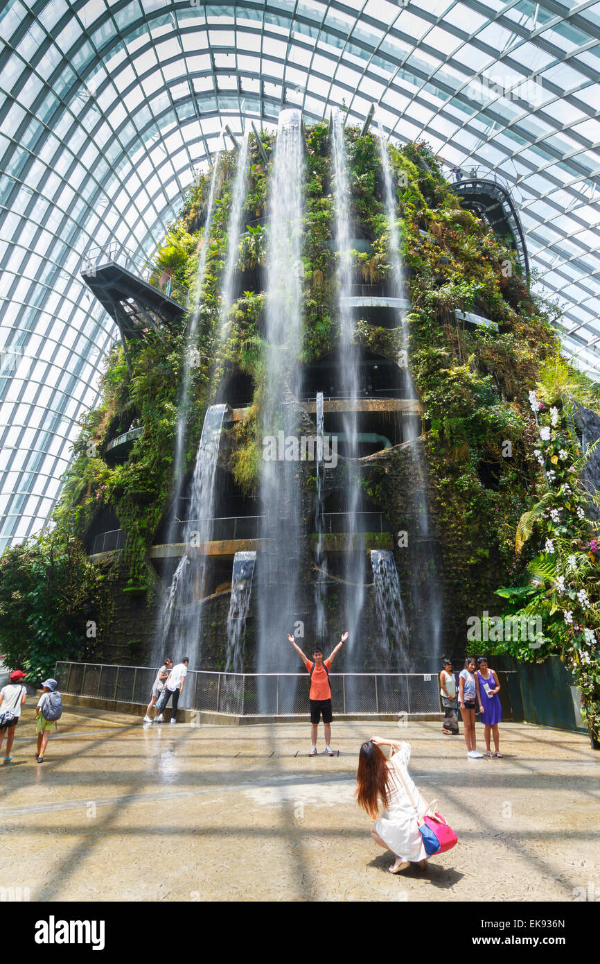 Cloud Forest conservatory.  Gardens by the Bay. Singapore, Asia. Stock Photo