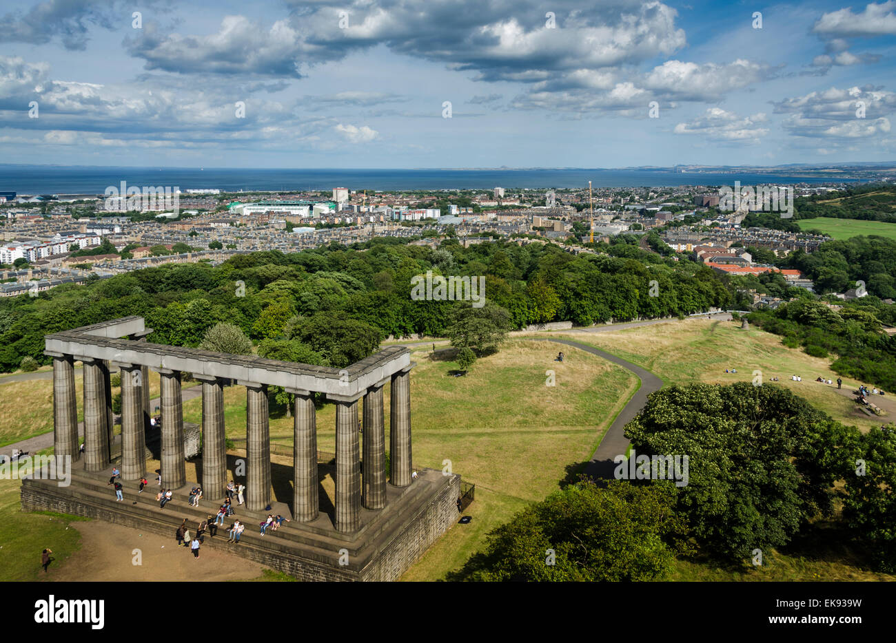Views across Edinburgh from Calton Hill, showing the national Monument