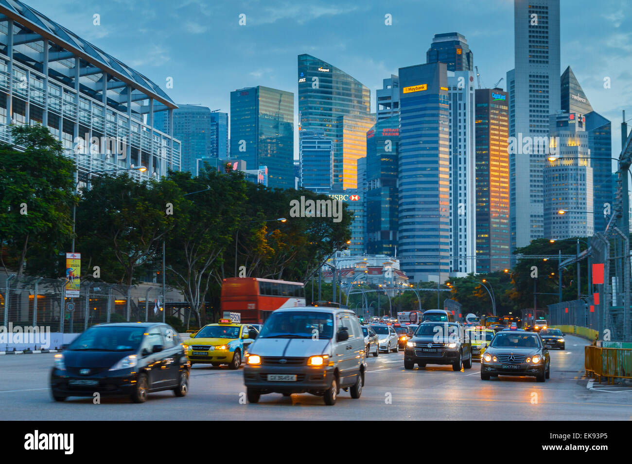 Skyscrapers and traffic. Singapore, Asia. Stock Photo