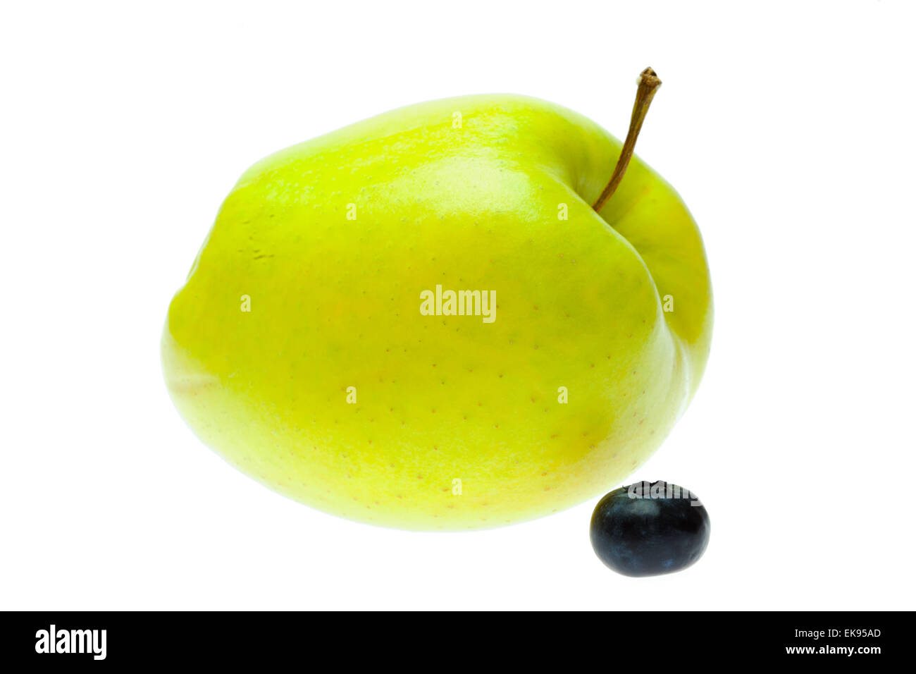 green apple and blueberry isolated on white Stock Photo