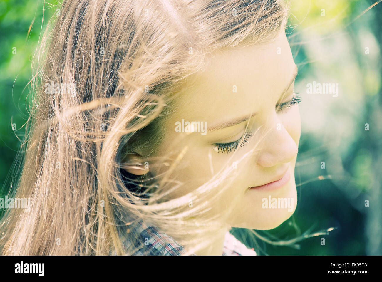 portrait of beautiful young women in nature Stock Photo - Alamy