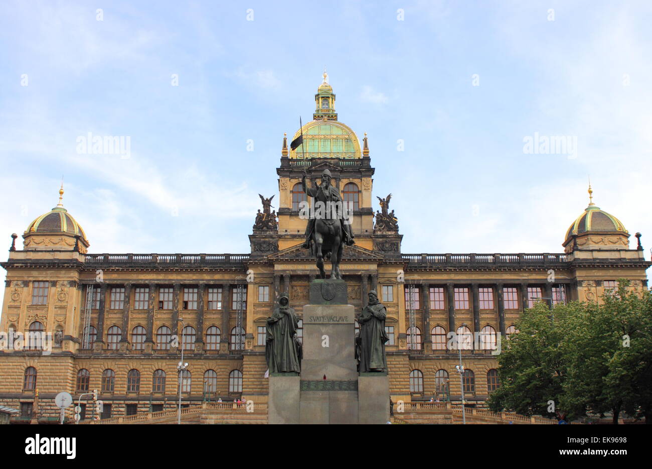 St. Wenceslas Statue in Wenceslas Square of Prague, Czech Republic Stock Photo