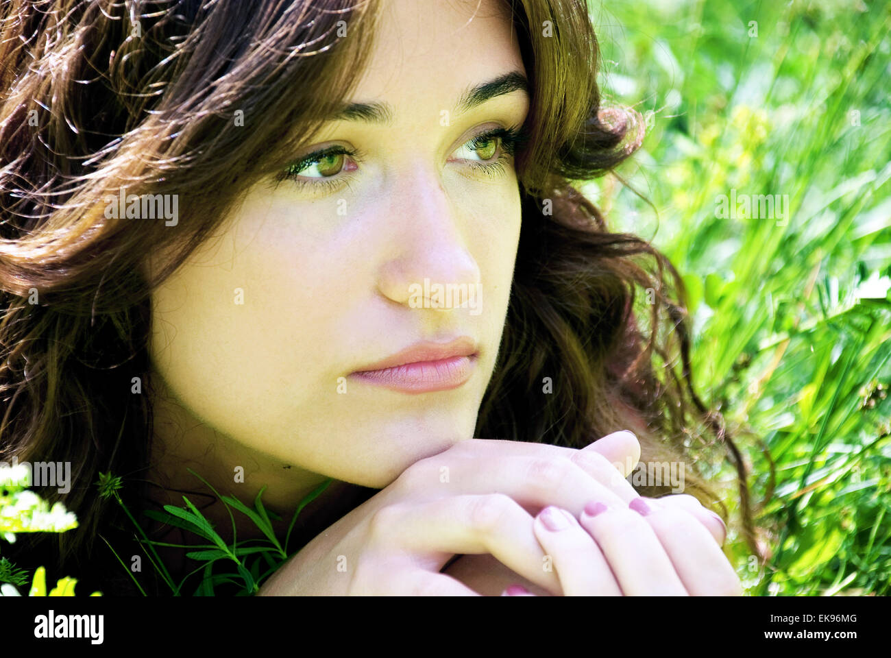 portrait of beautiful young women in nature Stock Photo - Alamy