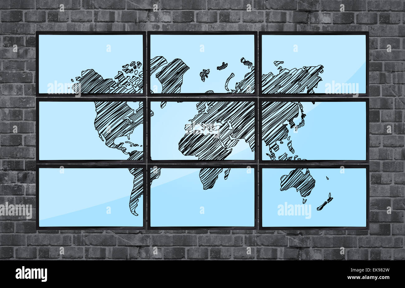 map of world on flat panels Stock Photo - Alamy