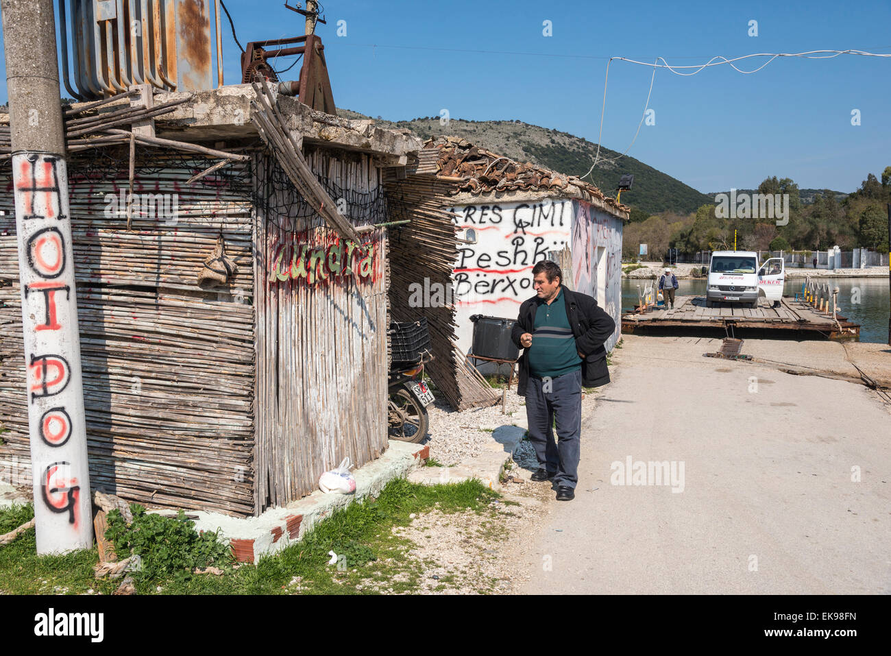 Waiting for the cable ferry across the Vivari channel at Butrint ...
