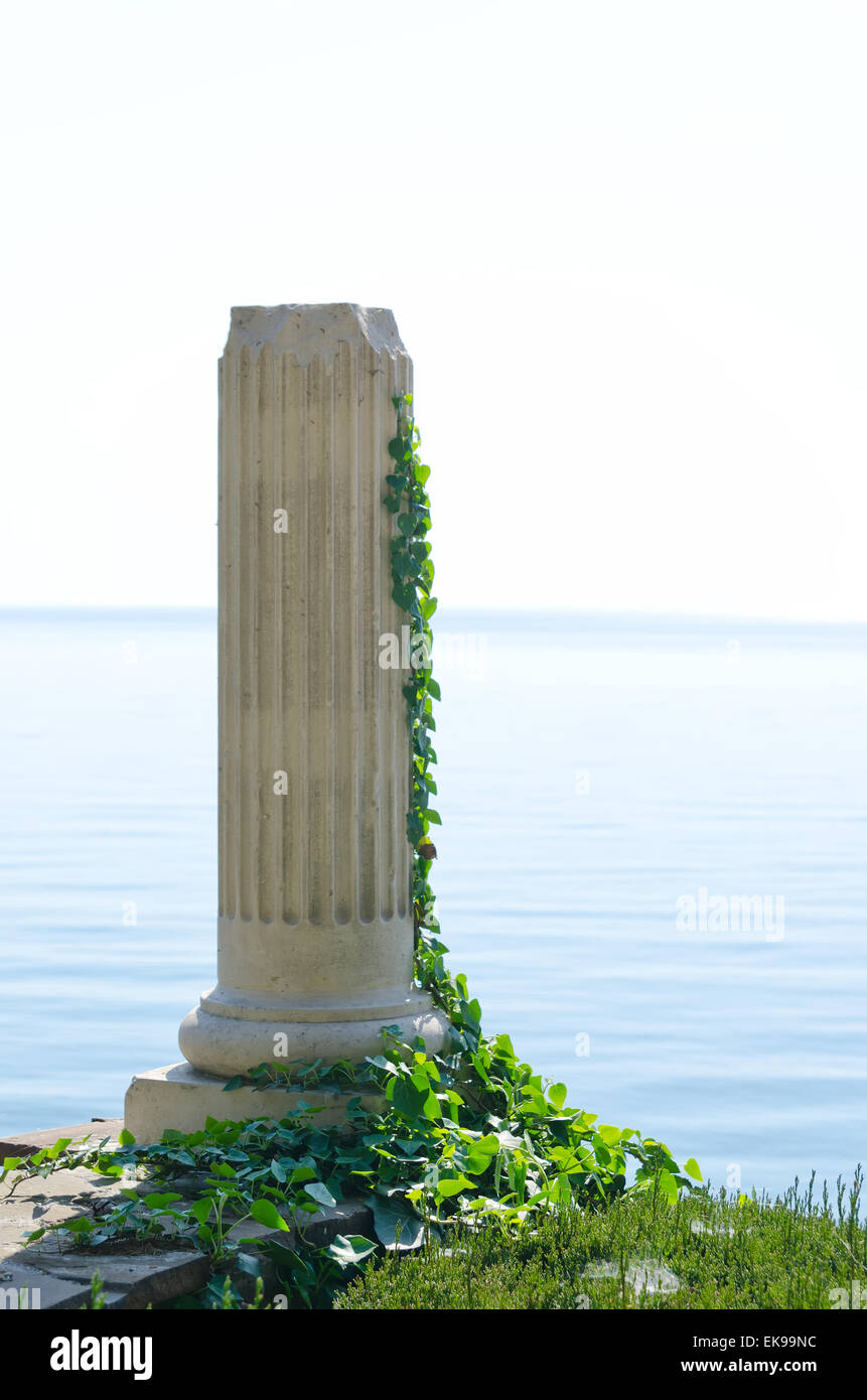 ancient greek column near sea Stock Photo Alamy