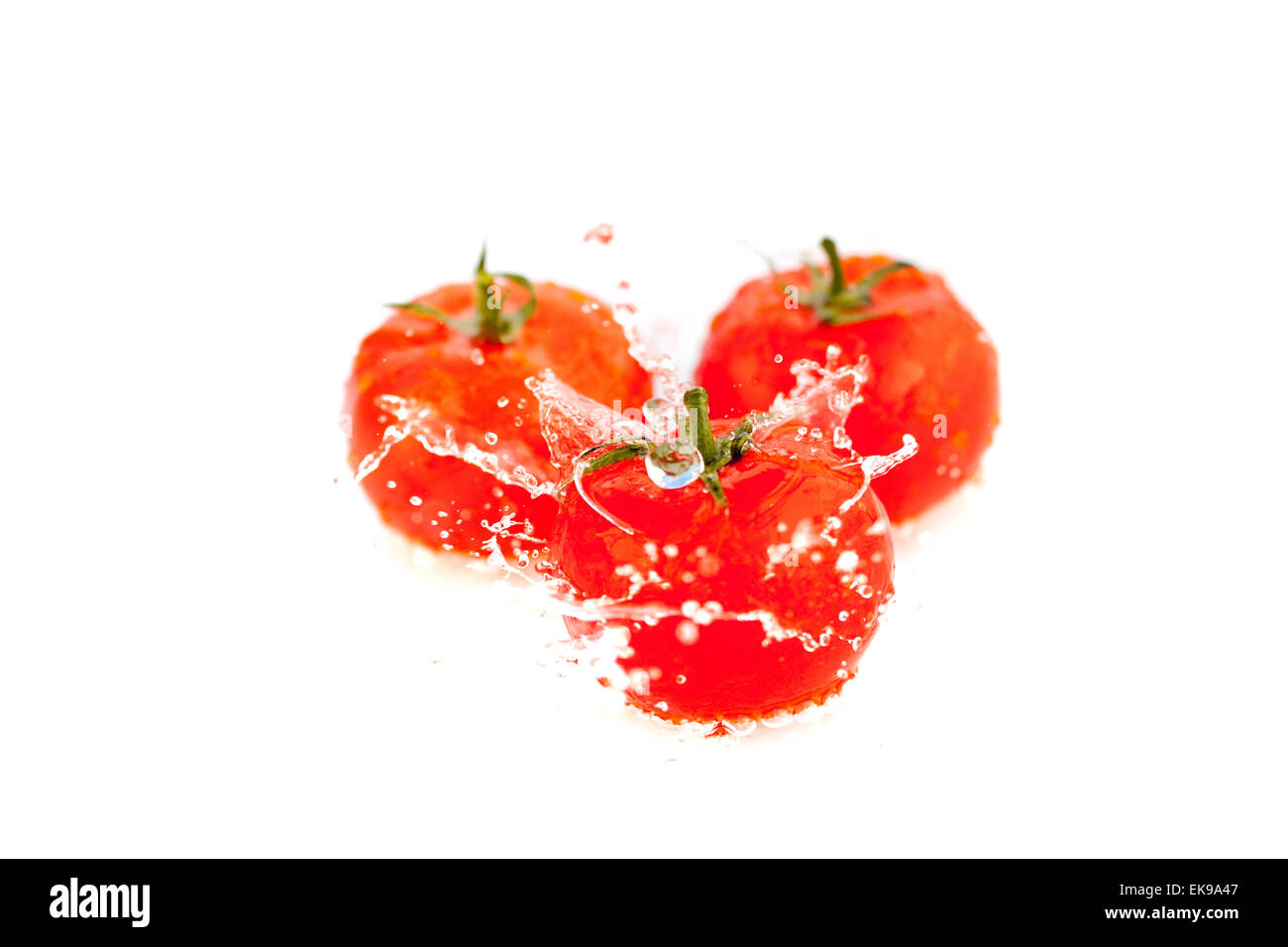 tomatoes with splashes of water isolated on white Stock Photo - Alamy