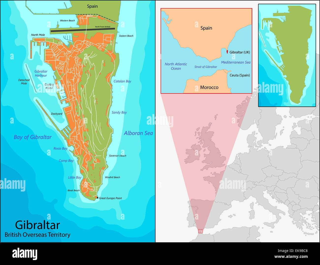 Gibraltar map Stock Photo