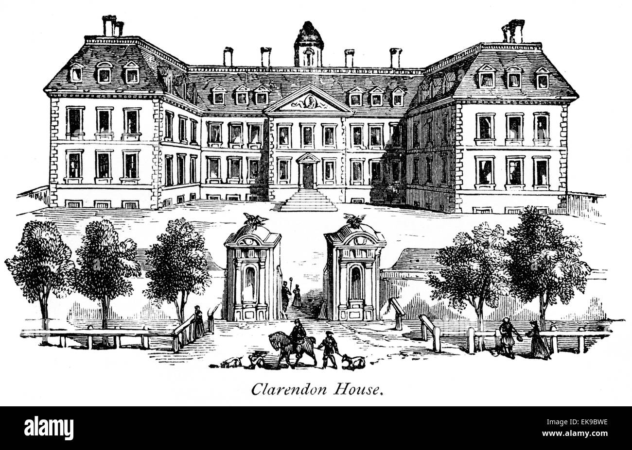 An engraving of Clarendon House, Piccadilly scanned at high resolution
