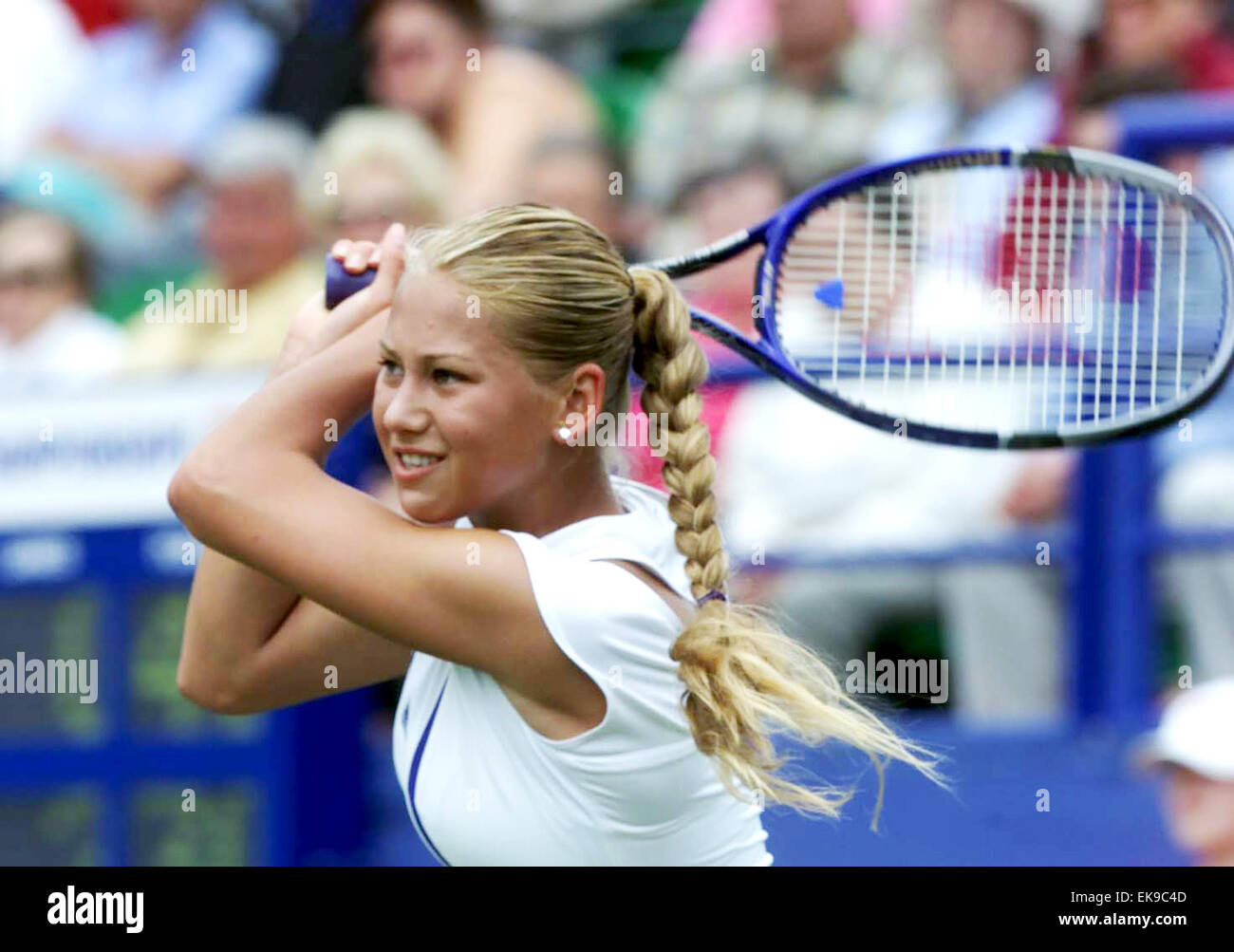 Anna Kournikova playing tennis at Devonshire Park Eastbourne in 2000 Stock Photo