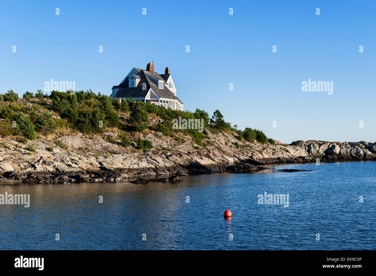 House and boat along Ocean Drive, Newport, Rhode Island, USA Stock Photo