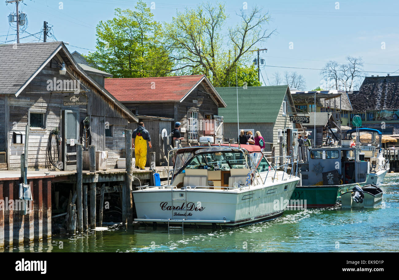 Michigan, Leelanau County, Leland Historic District aka Fishtown Stock 