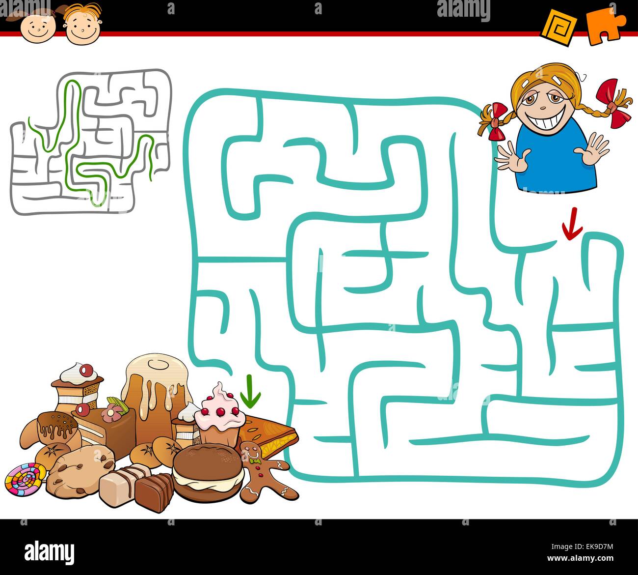 Cartoon Illustration of Education Maze or Labyrinth Game for Preschool ...