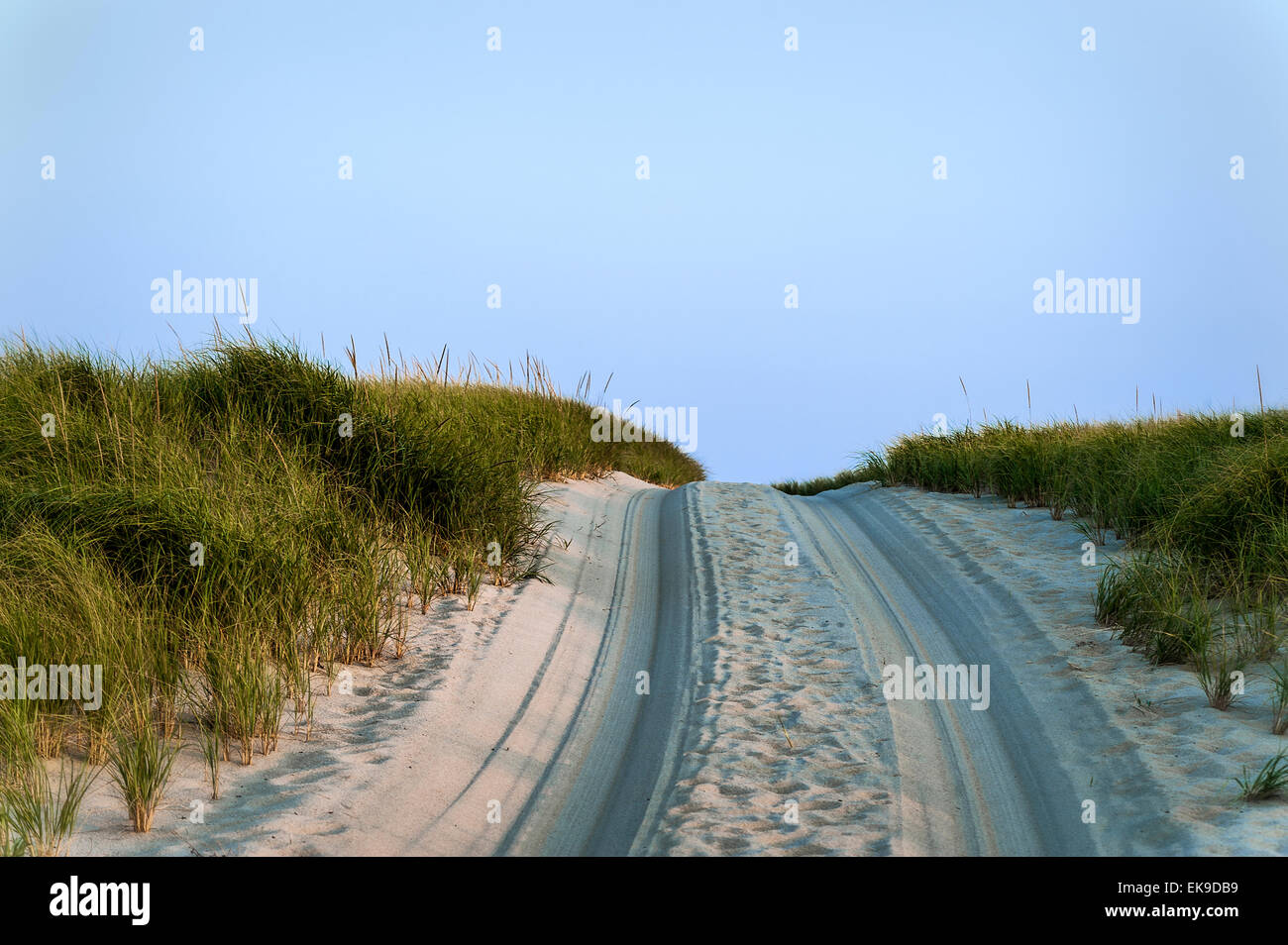 Sand beach road, Race Point Beach, Cape Cod National seashore, Provincetown, Massachusetts, USA Stock Photo