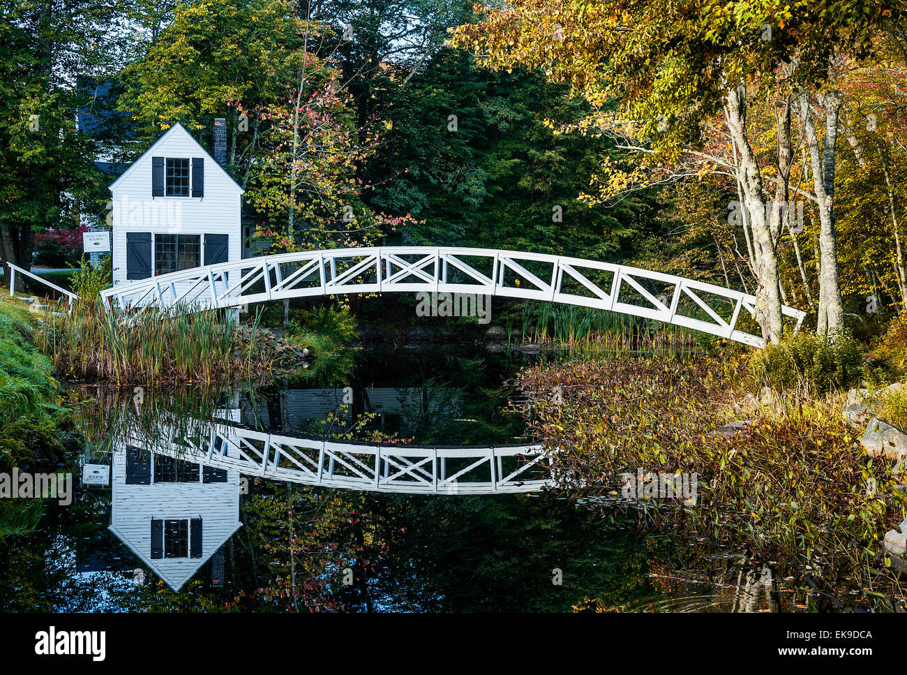 Footbridge, Somesville, Maine, ME, USA Stock Photo