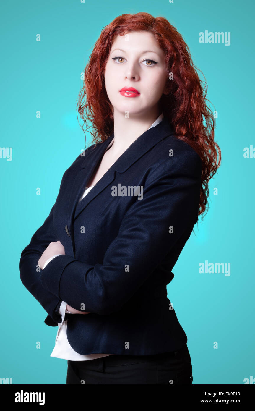 success business long red hair woman Stock Photo - Alamy