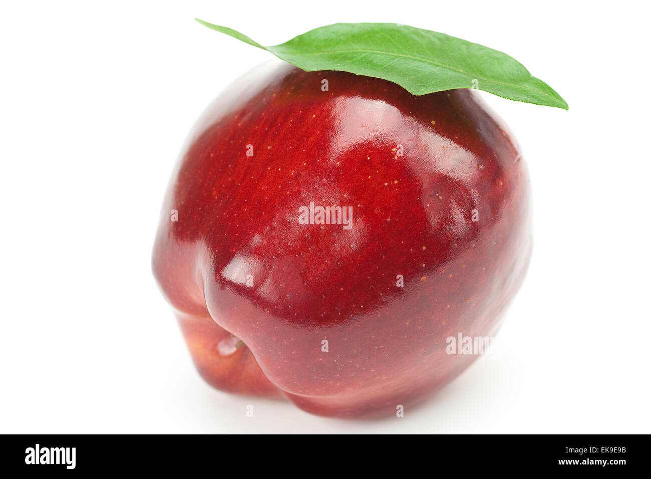 red apple with green leaf isolated on white Stock Photo - Alamy