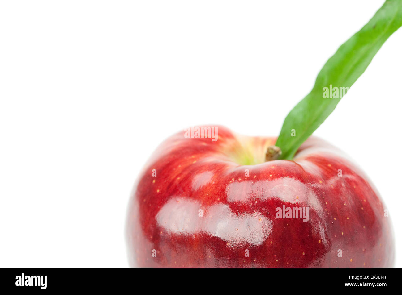 red apple with green leaf isolated on white Stock Photo - Alamy