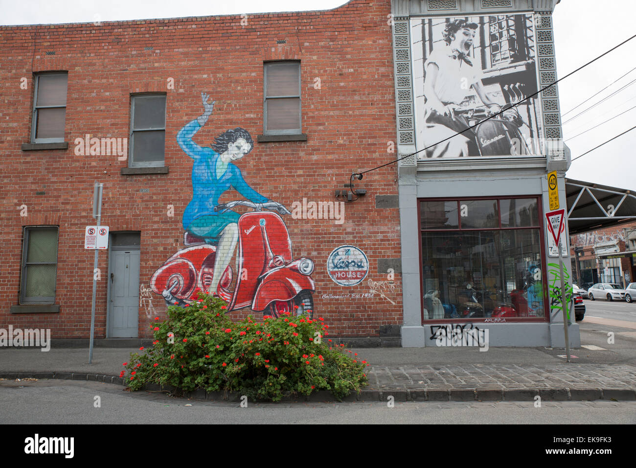 Graffiti - Johnston Street, Collingwood, Victoria, Australia on April 5 2015 Stock Photo