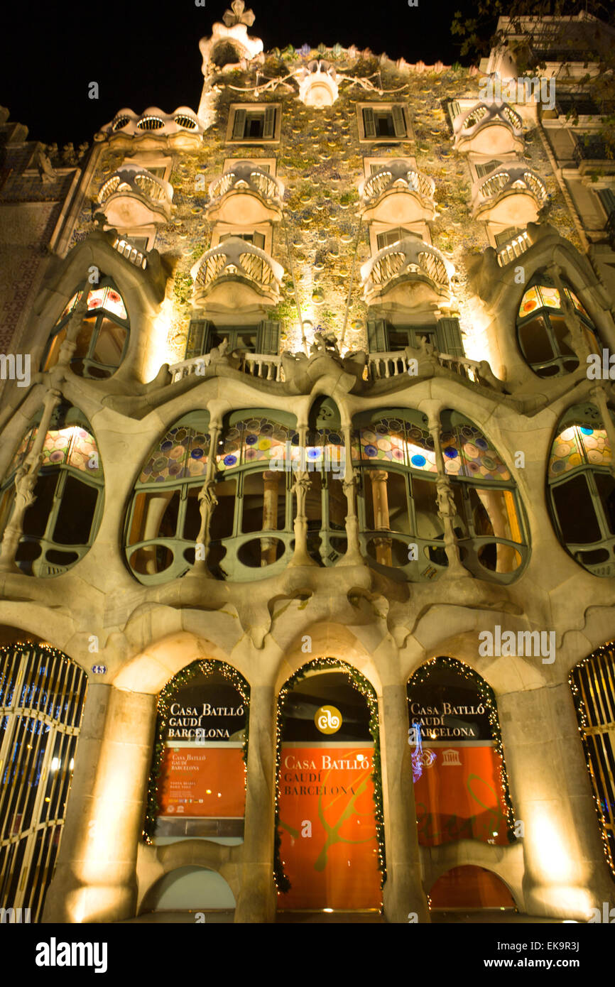 Casa Batllo, a key feature in the architecture of modernist Barcelona, Spain Stock Photo