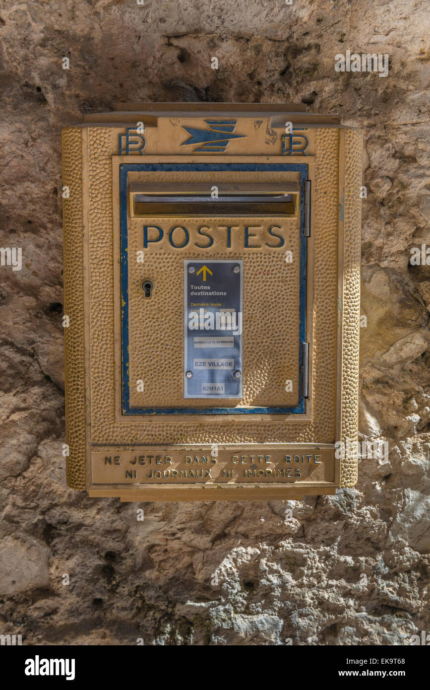 VTG French Mailbox La Poste Blue Metal Authentic Postes Boite Aux Lettres  France
