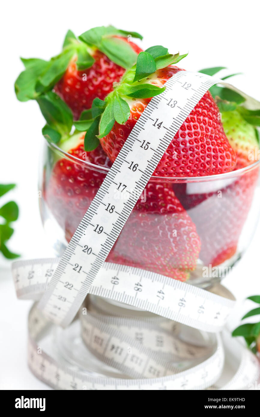 big juicy red ripe strawberries in a glass bowl isolated on whit Stock ...