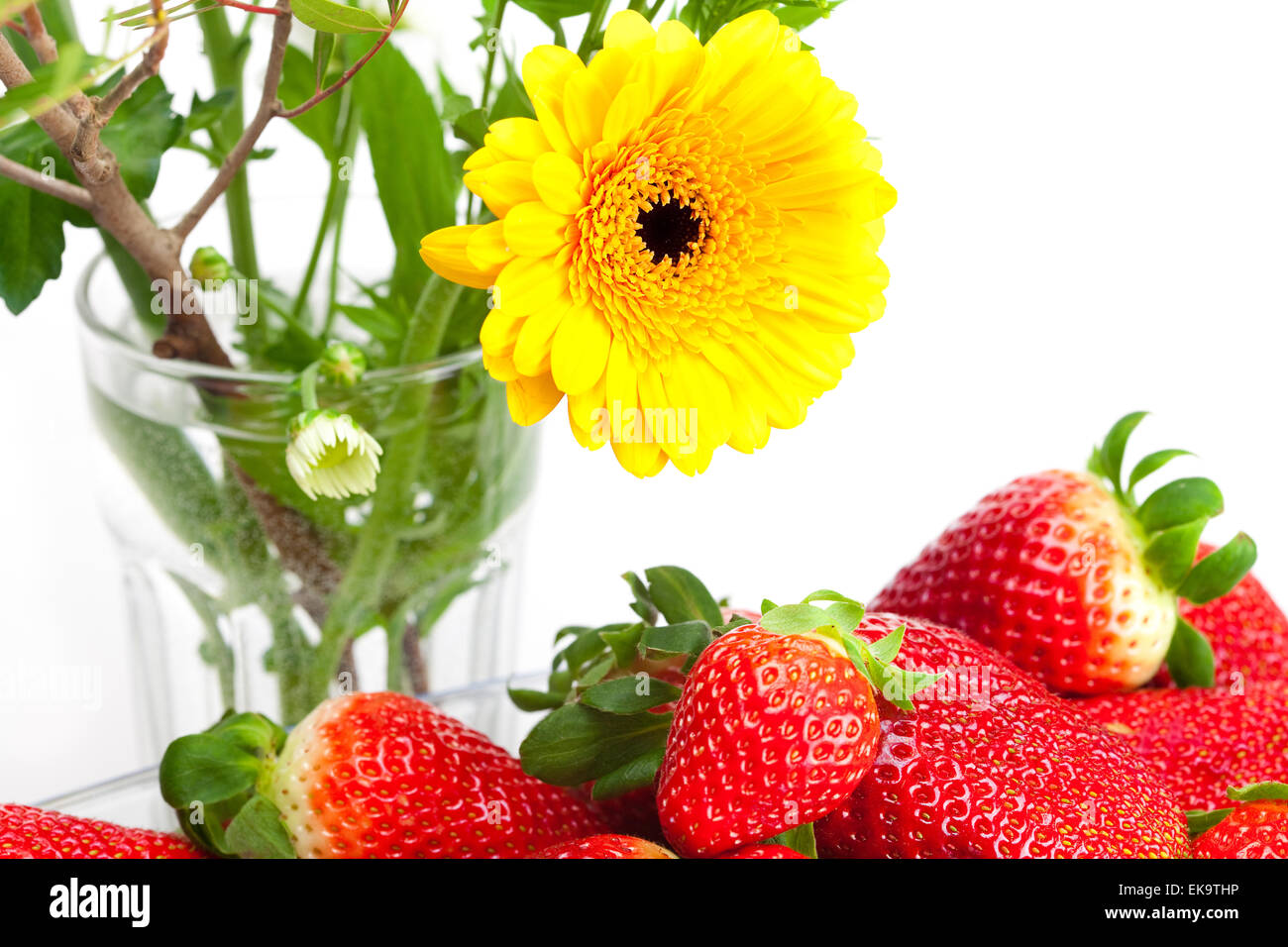 background of red big juicy ripe strawberries and flower Stock Photo ...