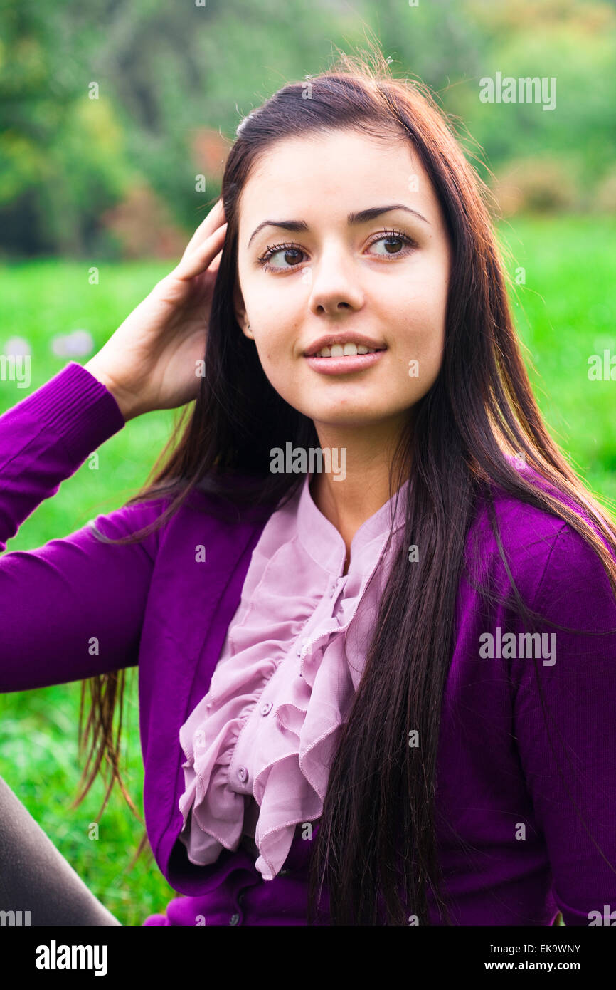 portrait of a beautiful young woman outdoor Stock Photo - Alamy