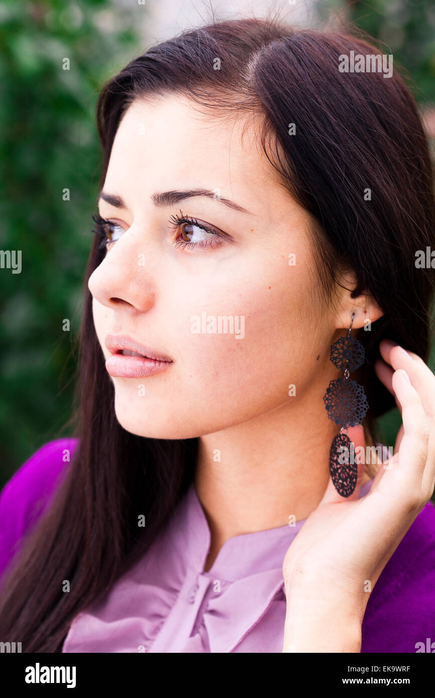 portrait of a beautiful young woman outdoor Stock Photo - Alamy