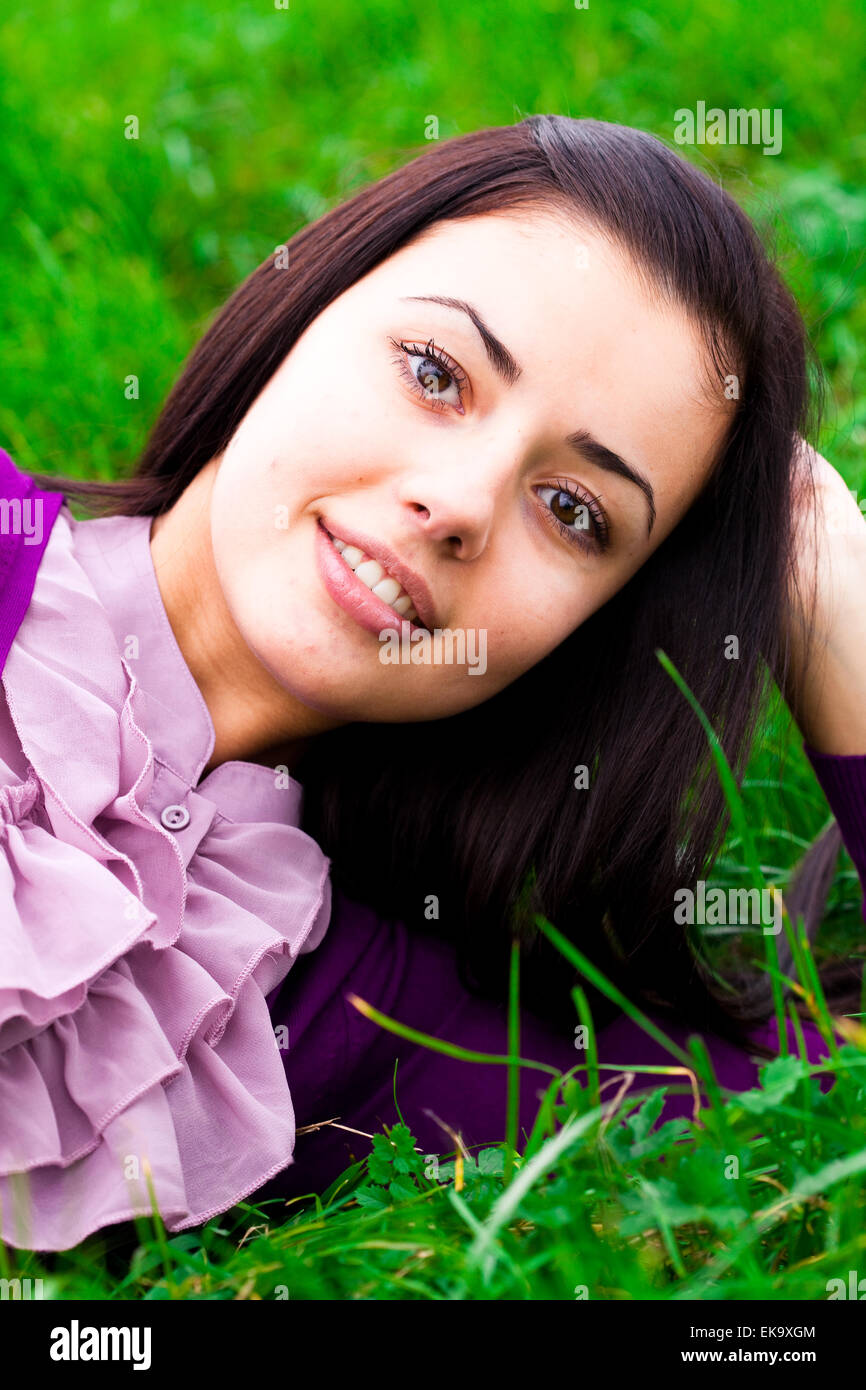 portrait of a beautiful young woman outdoor Stock Photo - Alamy