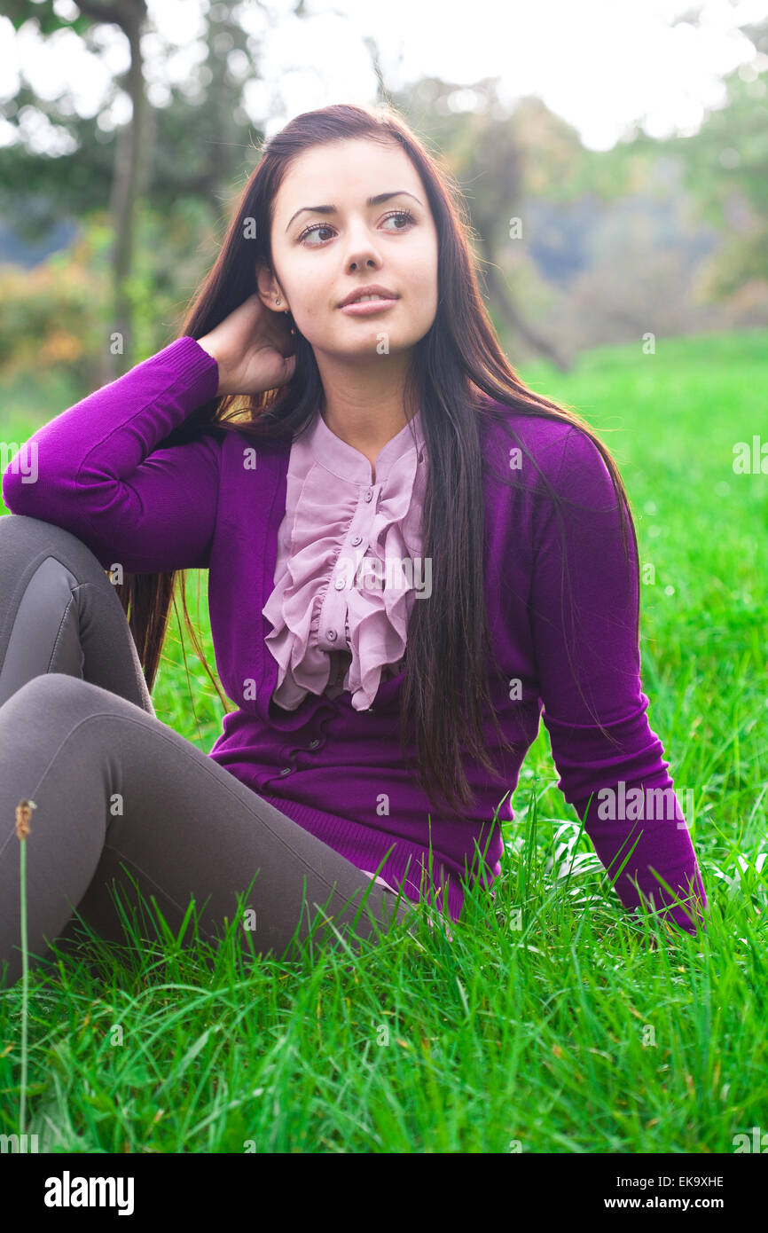 portrait of a beautiful young woman outdoor Stock Photo - Alamy