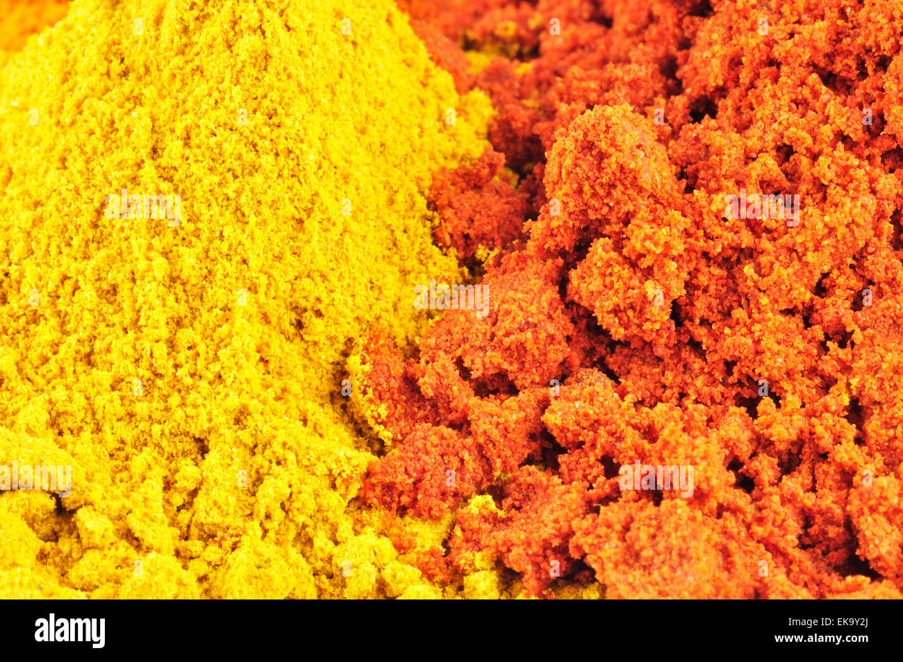 Curry Powder with Paprika powder Stock Photo