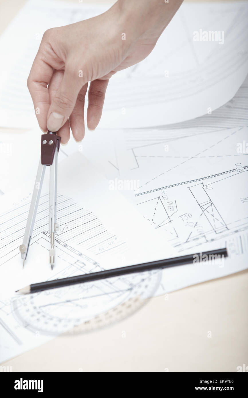 Hands engineer working compasses hi-res stock photography and images ...