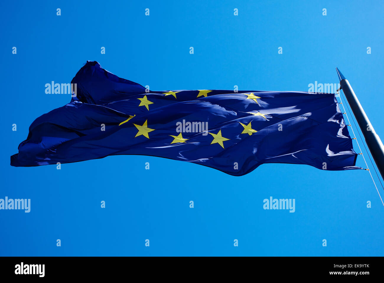 Flag of the European Union against the blue sky Stock Photo - Alamy