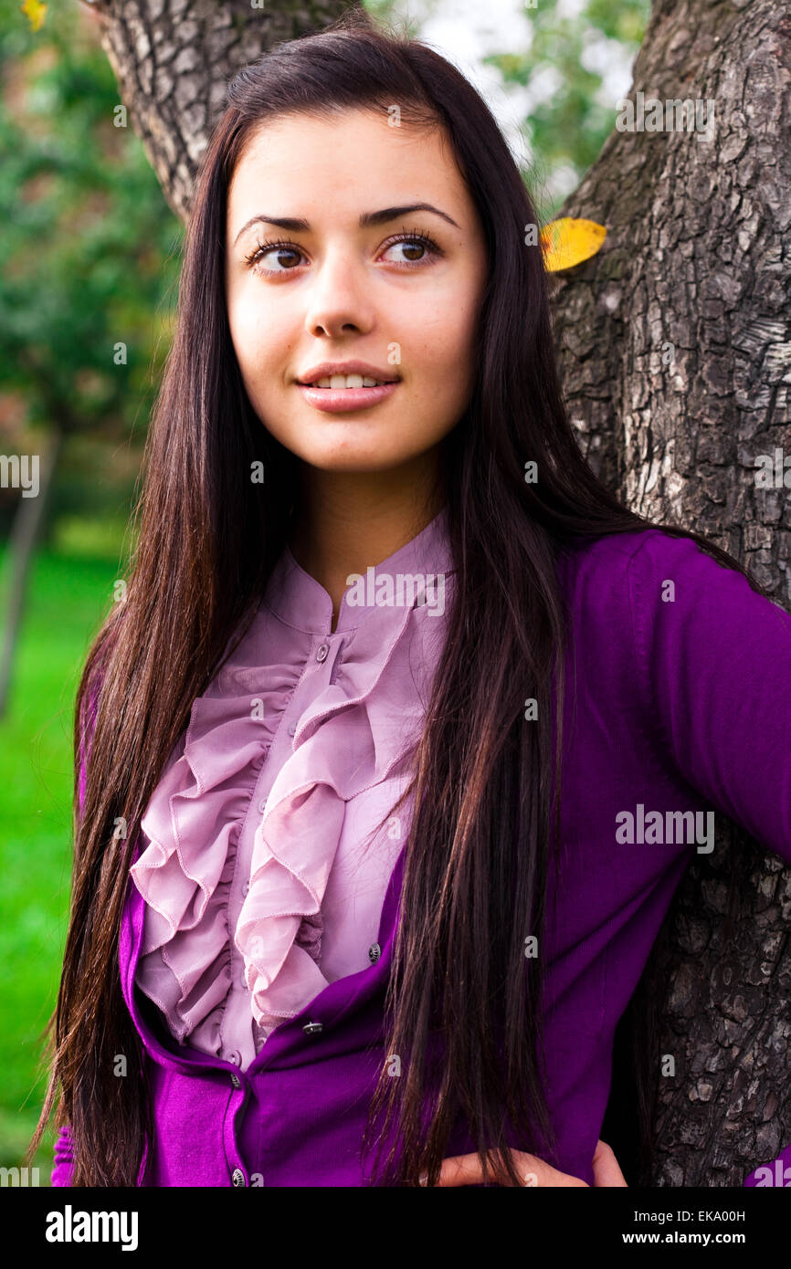 portrait of a beautiful young woman outdoor Stock Photo - Alamy