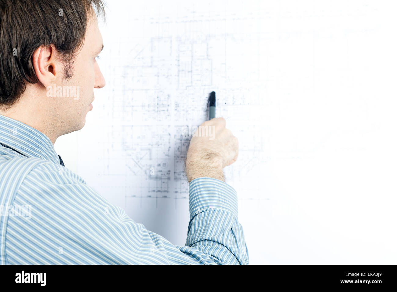 young man architect presenting a project Stock Photo
