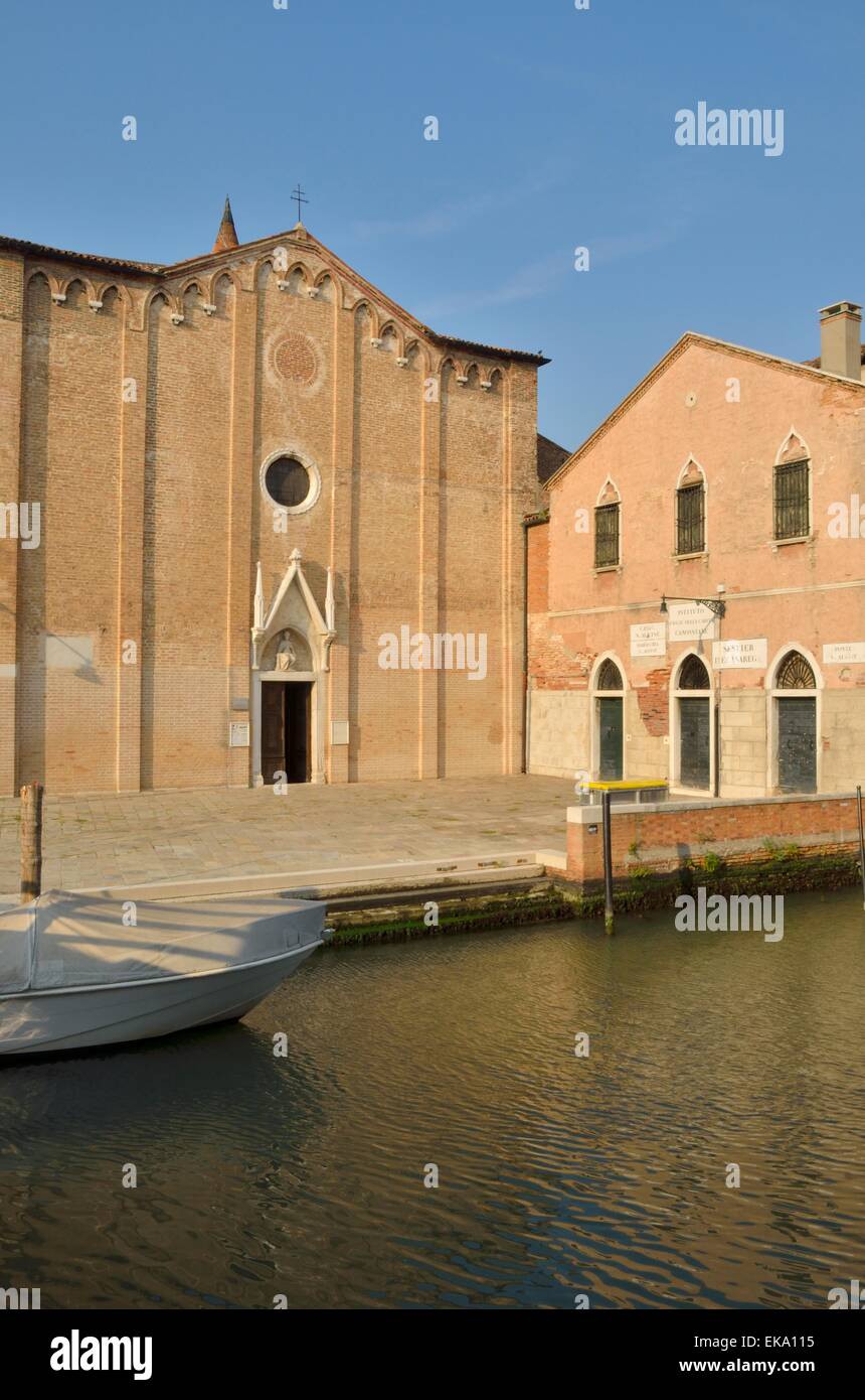 San Alvise church in the district  of Cannaregio in Venice, northern Italy. It is located next to an adjacent convent. Stock Photo