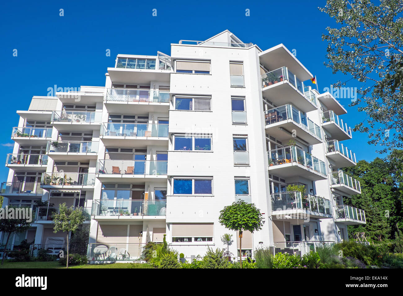 A white block of flats seen in Berlin, Germany Stock Photo Alamy