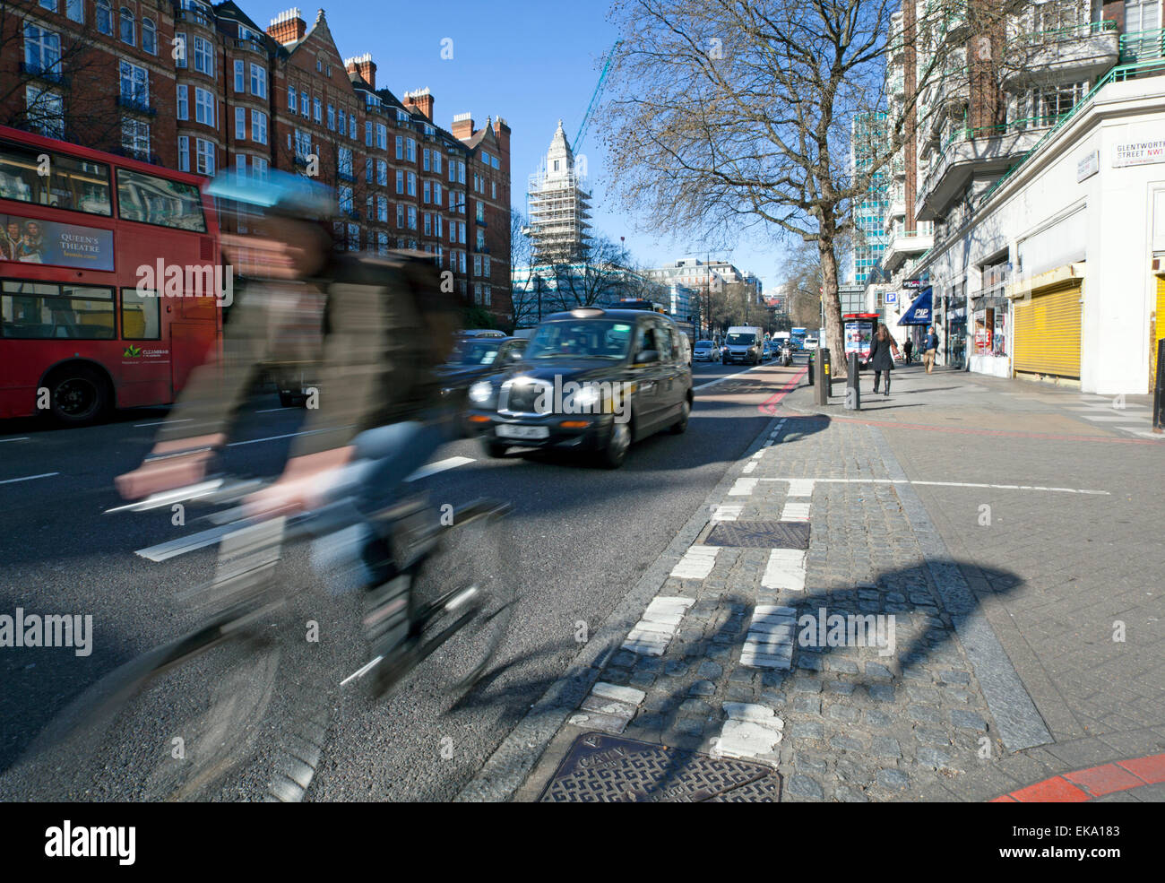 Junction of Marylebone Road and Glentworth Street one of worst places in London for traffic pollution Stock Photo