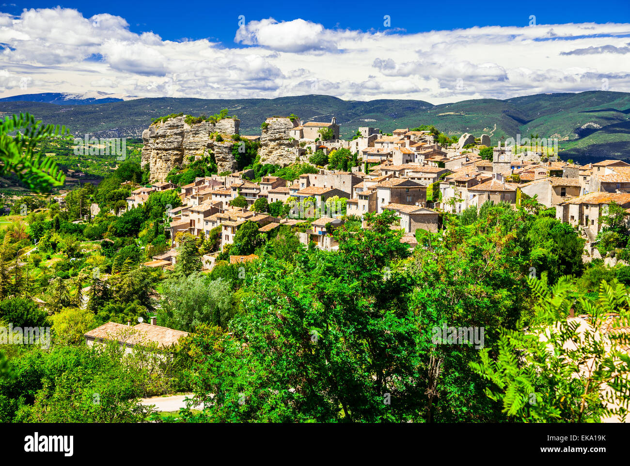 View of Saignon pictorial village in provence,France. Stock Photo