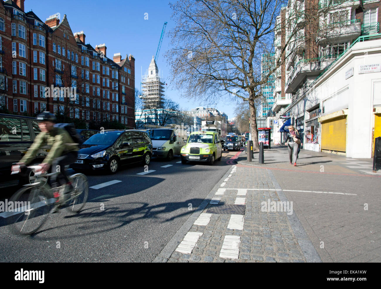 Junction of Marylebone Road and Glentworth Street one of worst places in London for traffic pollution Stock Photo