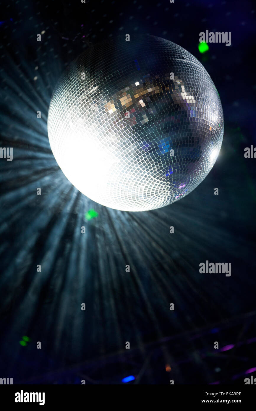 Glitter ball on dance floor Stock Photo Alamy