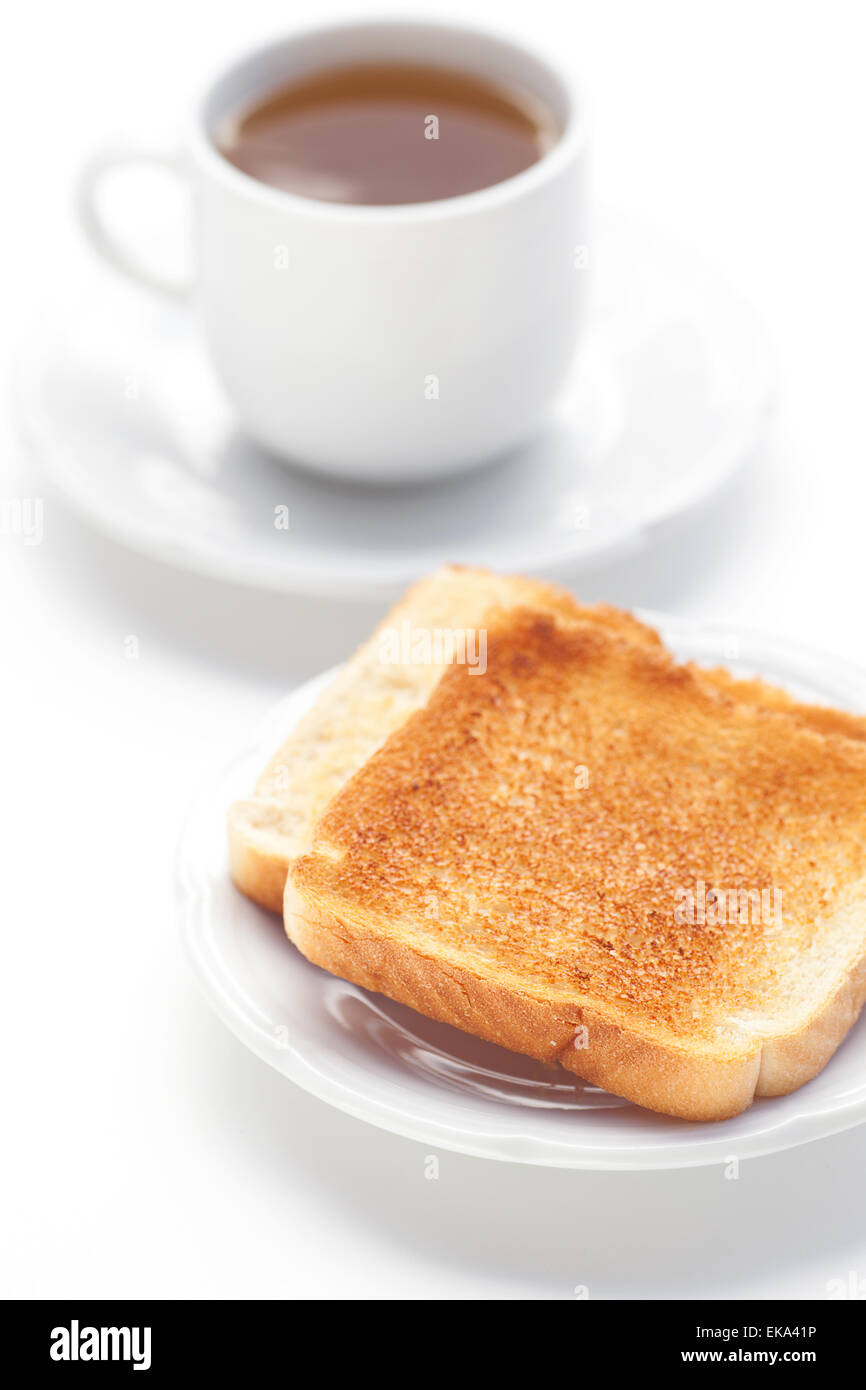 tea and toast isolated on white Stock Photo Alamy