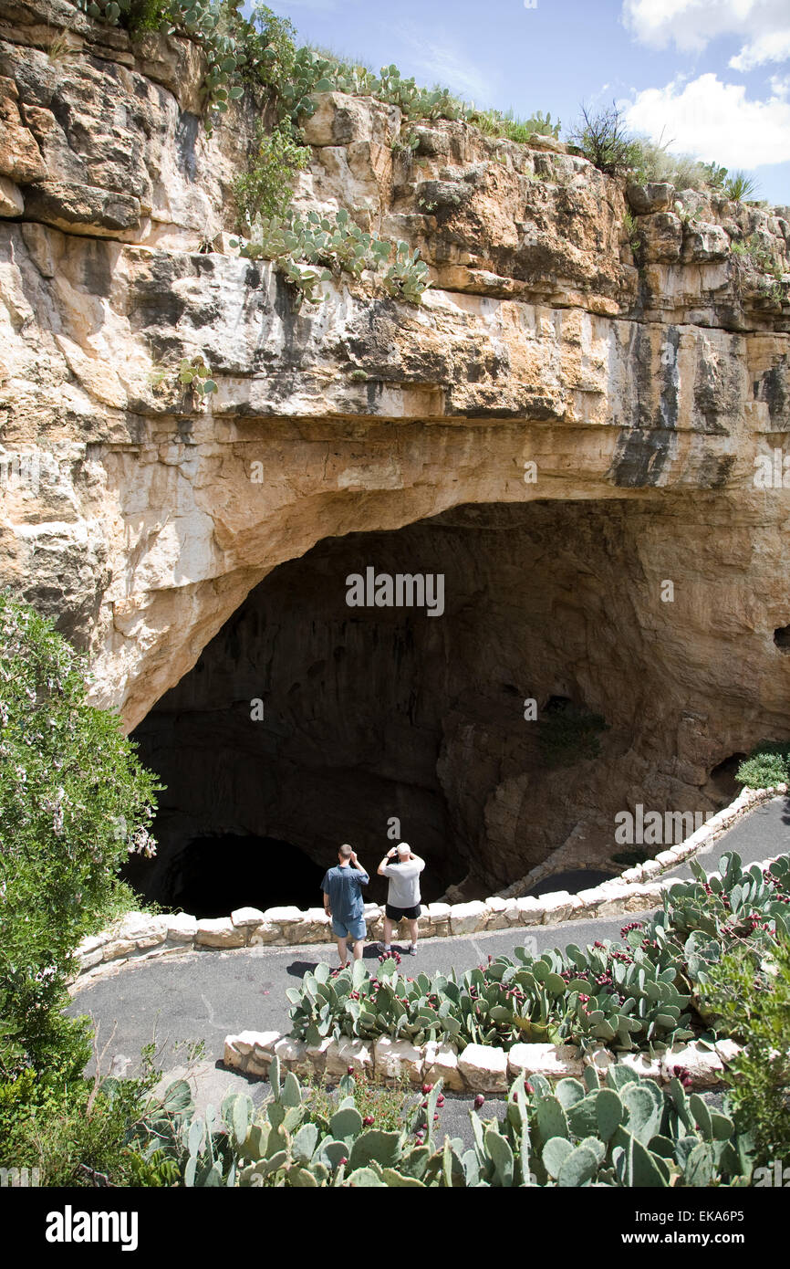 Visitors hike the Natural Entrance route into Carlsbad Caverns, New Mexico, USA Stock Photo