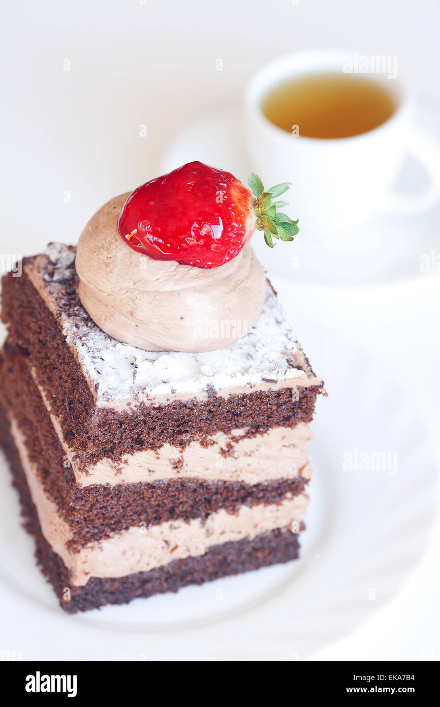 beautiful cake with strawberry on white background Stock Photo - Alamy